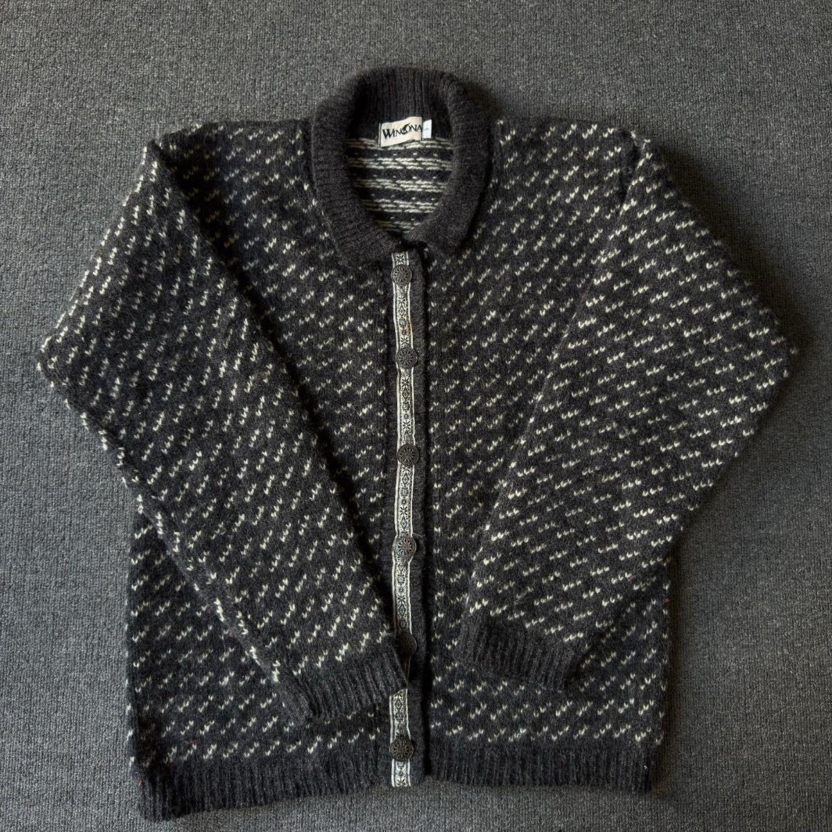 Vintage Womens Winona Knits Patterned Cardigan Small