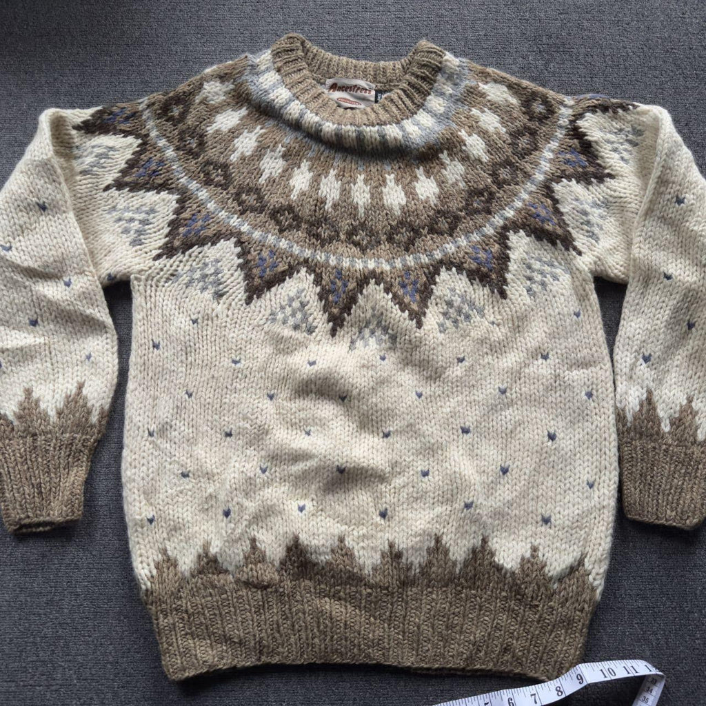 Vintage Rare Icelandic Lopapeysa Cream Wool Sweater Size M