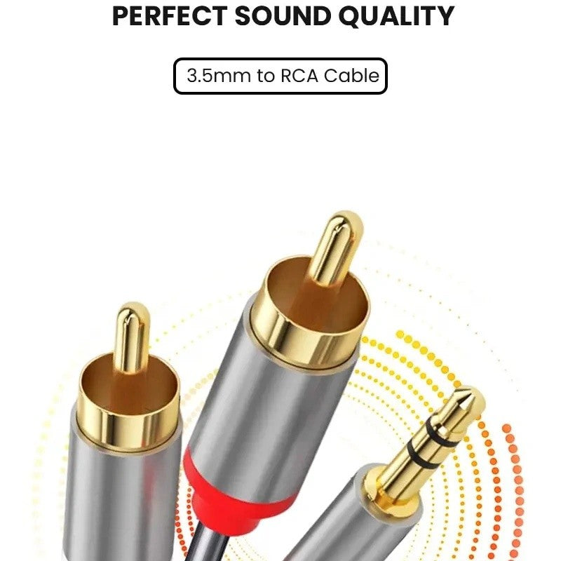 3.5mm Stereo Jack to 2x RCA Plugs Male to Male Aux Audio Cable Adapter 1.5M