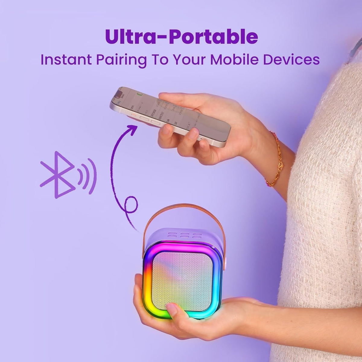 Bluetooth Mini Karaoke Microphone Singing Speaker with 2 Wireless Mic