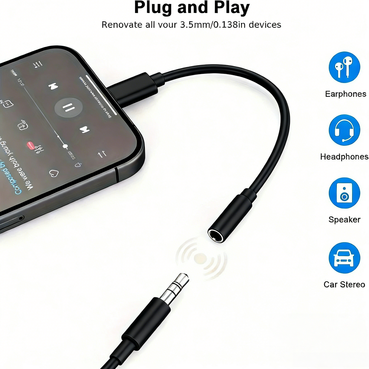 Type C to 3.5mm AUX Earphones Audio Stereo Cable Adapter For Samsung iPhone