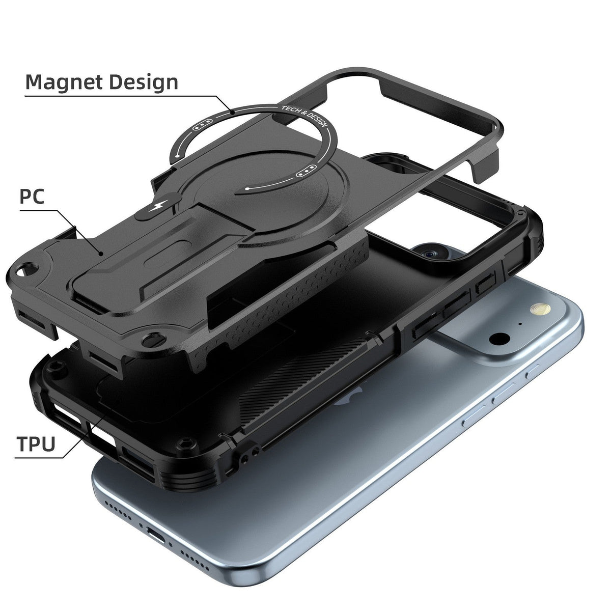 Magnetic Kickstand Magsafe Shock proof Bumper Case for iPhone 17 Pro