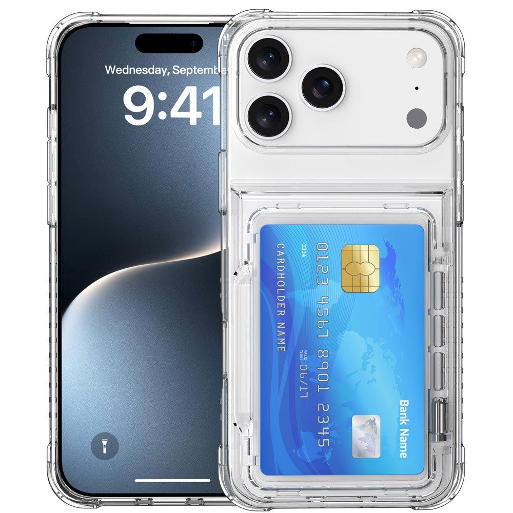 Clear Transparent Card Slots Back Holder Case For iPhone 17 Pro Max