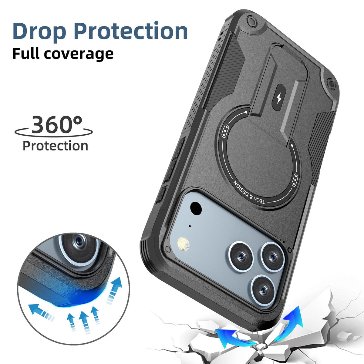 Magnetic Kickstand Magsafe Shock proof Bumper Case for iPhone 17 Pro