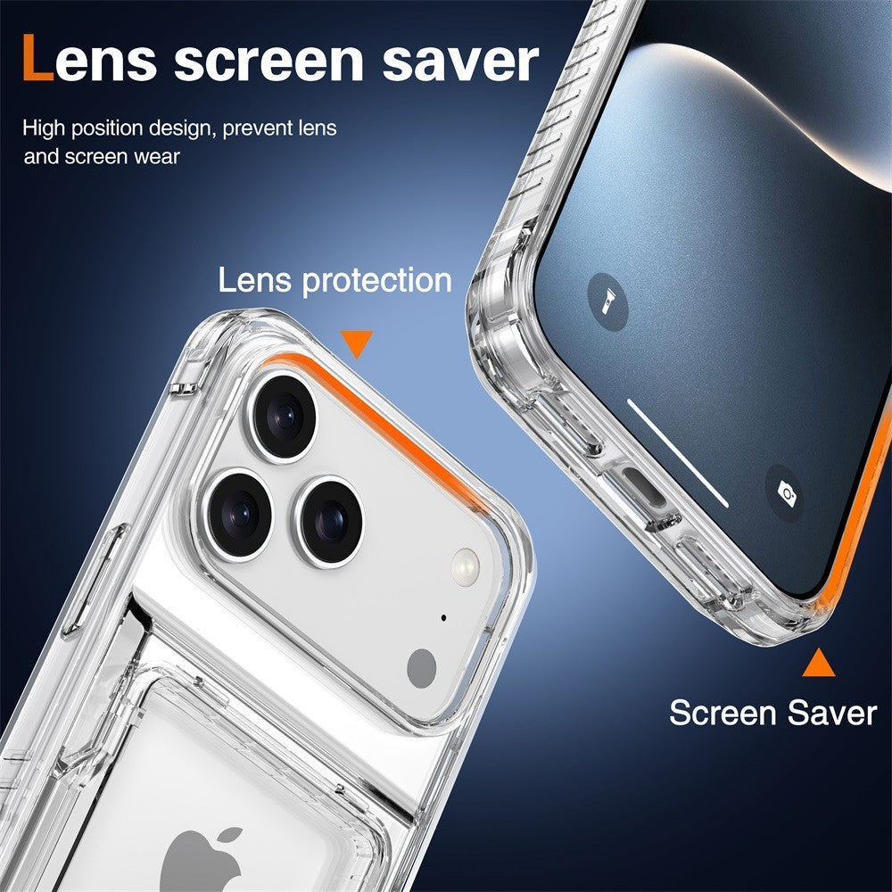 Clear Transparent Card Slots Back Holder Case For iPhone 17 Pro Max