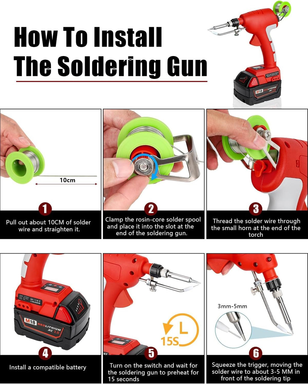 Soldering Iron Gun for Milwaukee 18V Battery Cordless Soldering Iron (No Battery)