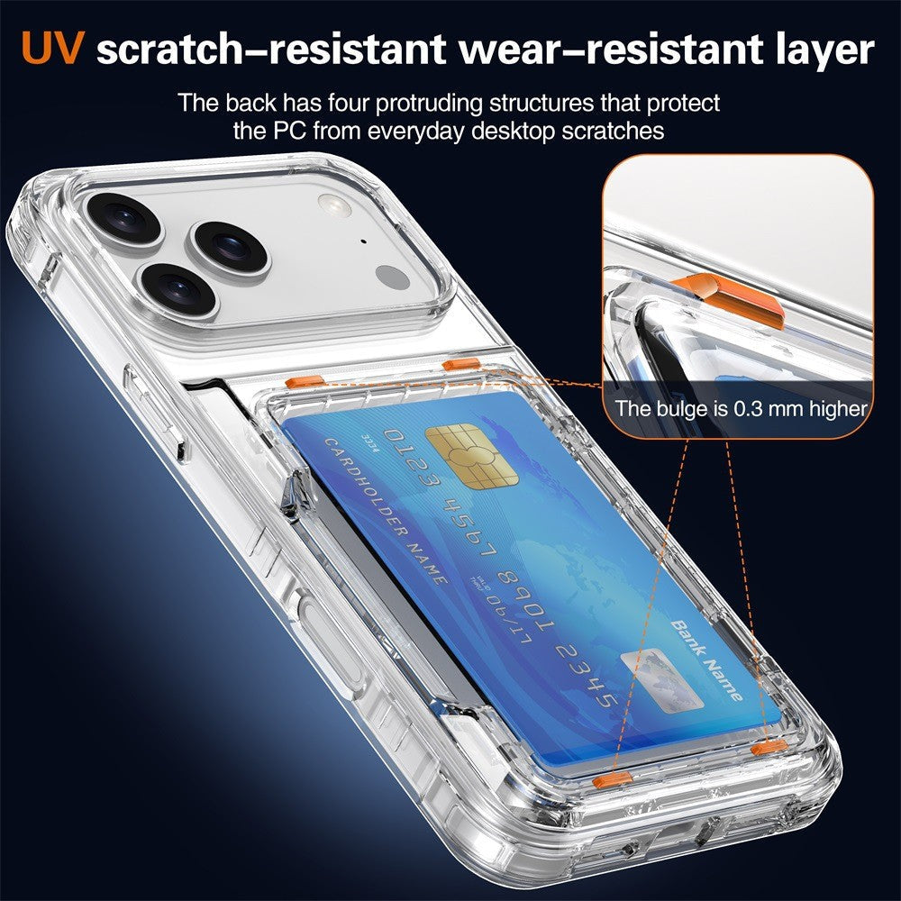 Clear Transparent Card Slots Back Holder Case For iPhone 17 Pro Max