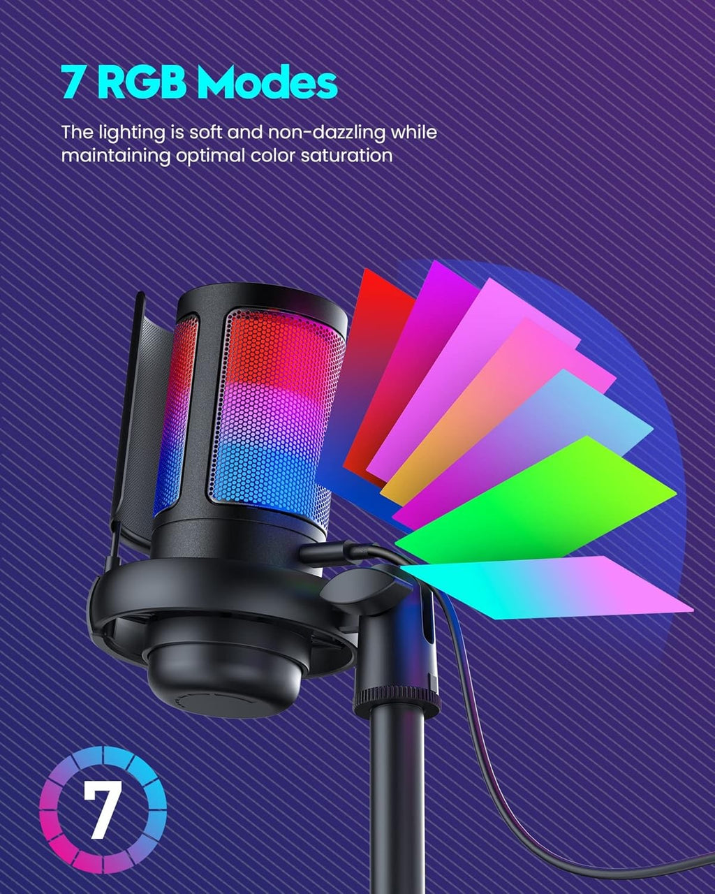 Gaming Microphone USB PC Mic for Podcasts Videos Streaming Quick Mute Pop Filter