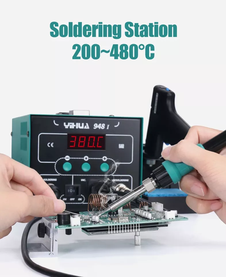 2in1 Soldering Station Solder Iron Rework Hot Air Gun Digital SMD Desoldering