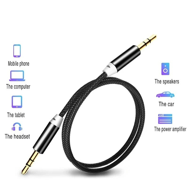 AUX Male to Male Cable Audio 3.5mm Headphone Stereo Extension Cord 1.5M