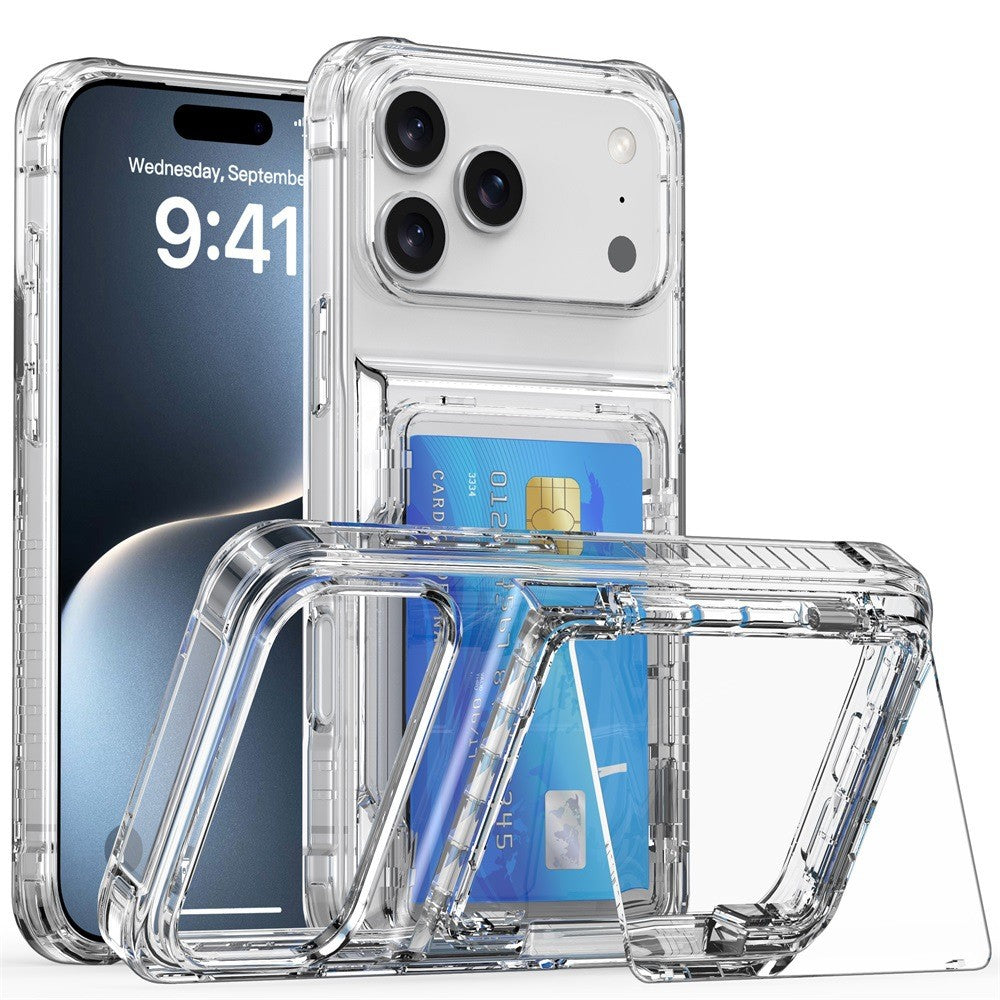 Clear Transparent Card Slots Back Holder Case For iPhone 17 Pro Max