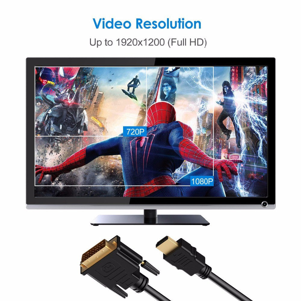 HDMI-A to DVI (Male) Adapter Cable, 1080P, Gold-Plated 1M