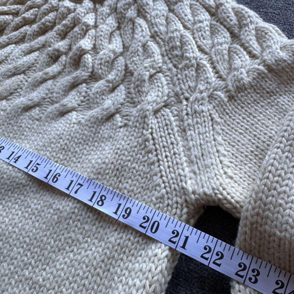 Vintage Lord Jeff Cream Chunky Cable Knit Sweater XL - 100% Virgin Wool Made in USA
