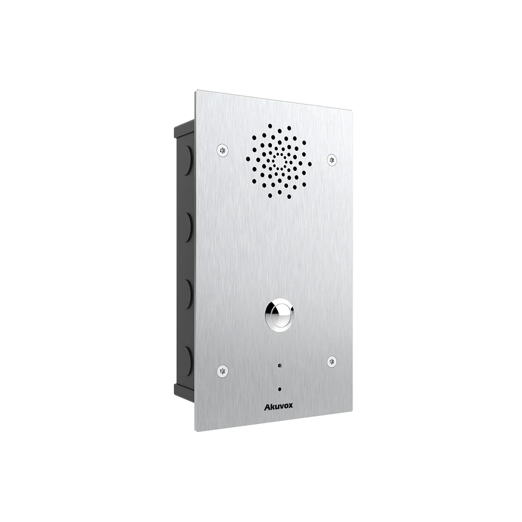 Akuvox E21A SIP Vandal-Resistant Audio Call Station – 316 Stainless Steel, Panic Button, Dual Relays, IP65, Surface Mount