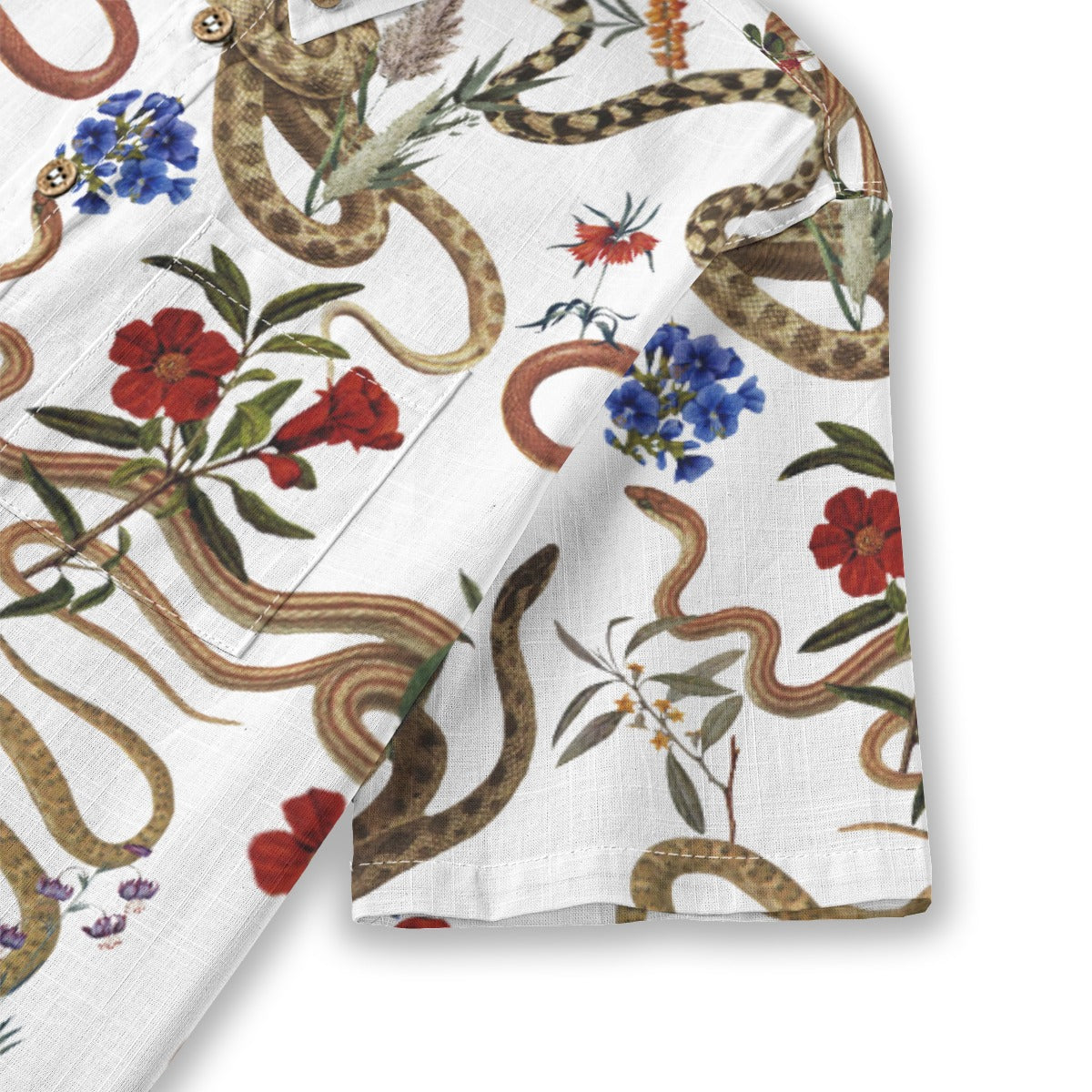 Snake and Flower Shirt in White
