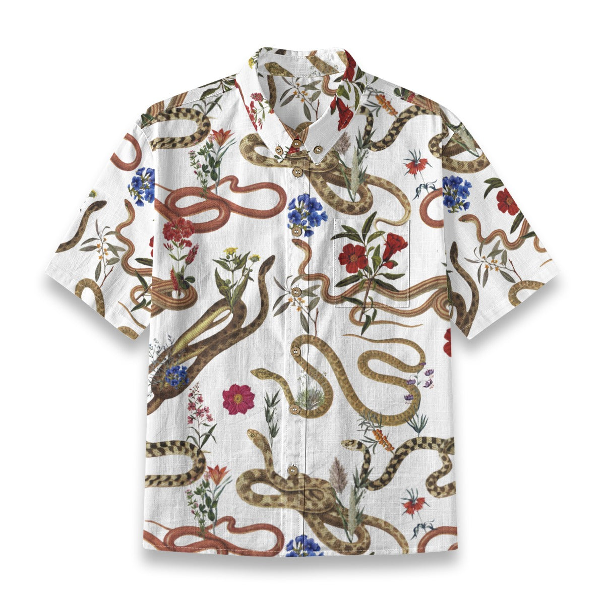 Snake and Flower Shirt in White