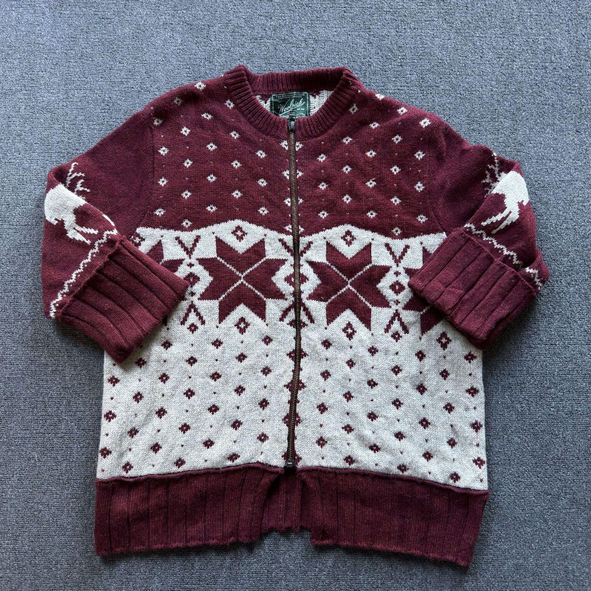 Woolrich Burgundy Nordic Snowflake Woolen Jacket Womens Large