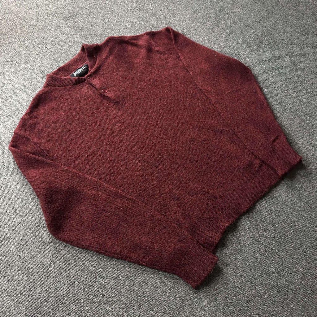 Vintage Jantzen Burgundy Wool Henley Sweater - L