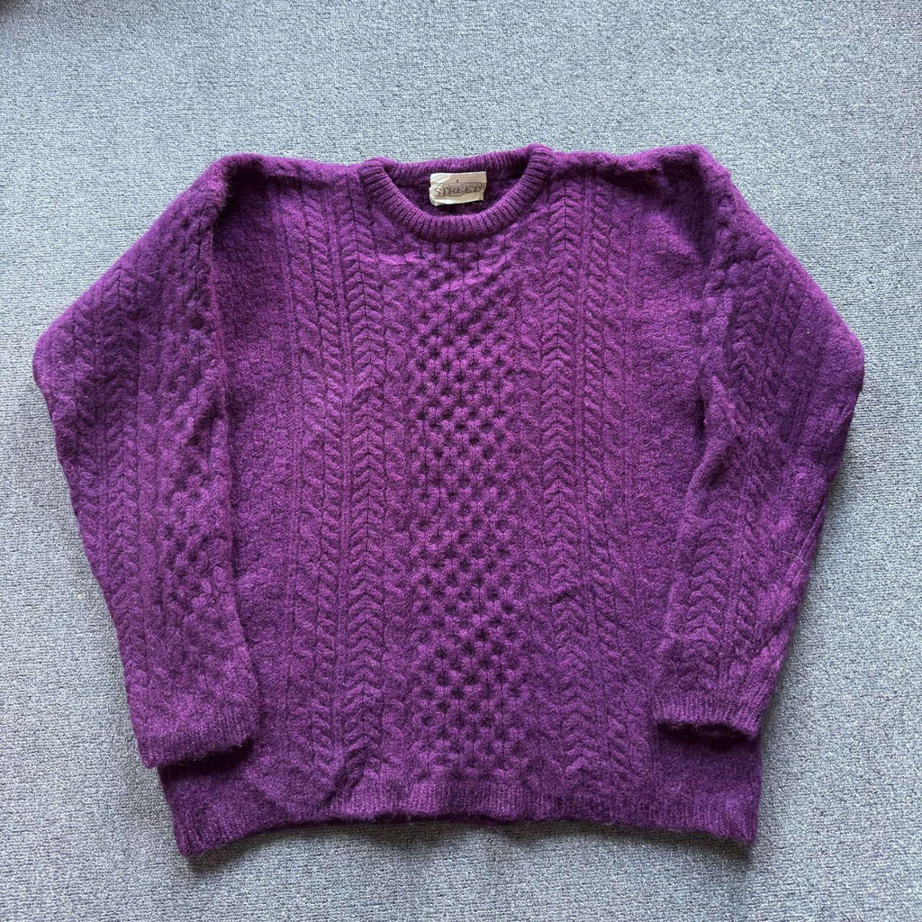 Vintage Karuba Street Purple Cable Knit Sweater - Women's M