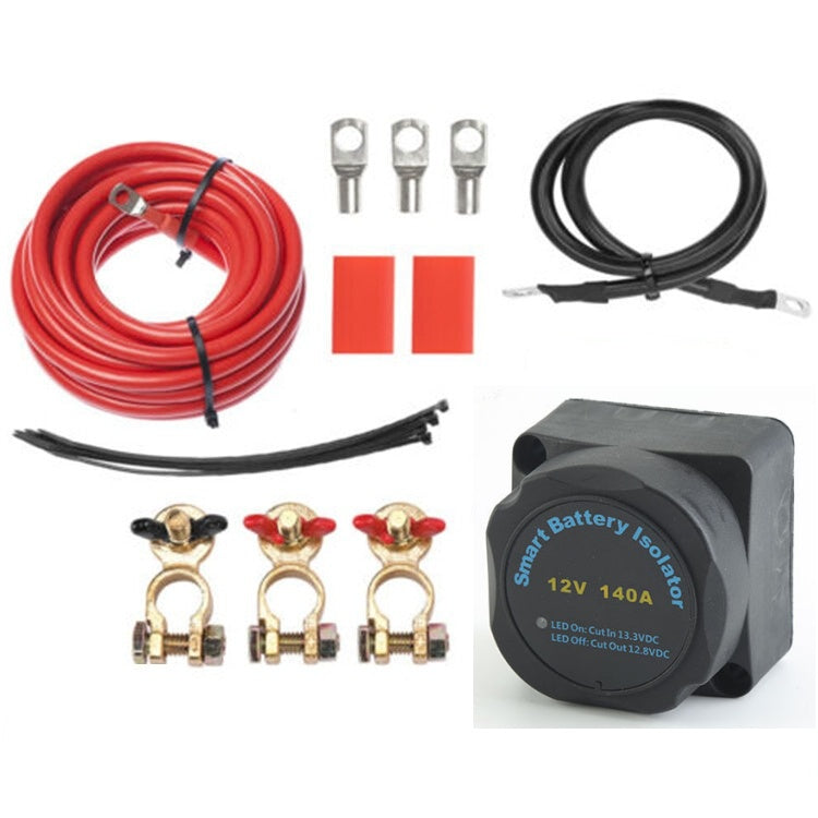12V Dual Battery System Kit 140A Smart Isolator Cable Charger Wiring Tool Truck