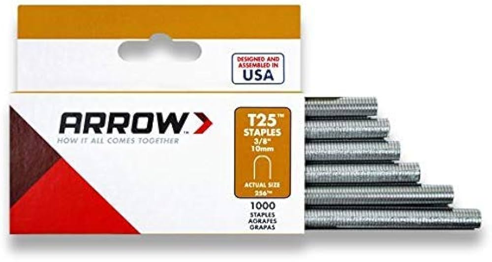 Arrow T25 3/8" (10mm) Round Crown Staples – 1000 Pack | Heavy-Duty Galvanised Steel for Low Voltage Cable Applications – ART25/38