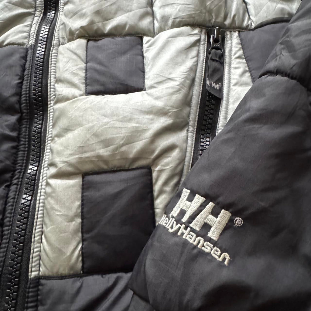 Helly Hansen Colorblock Puffer Jacket - Black & Silver (Size L)