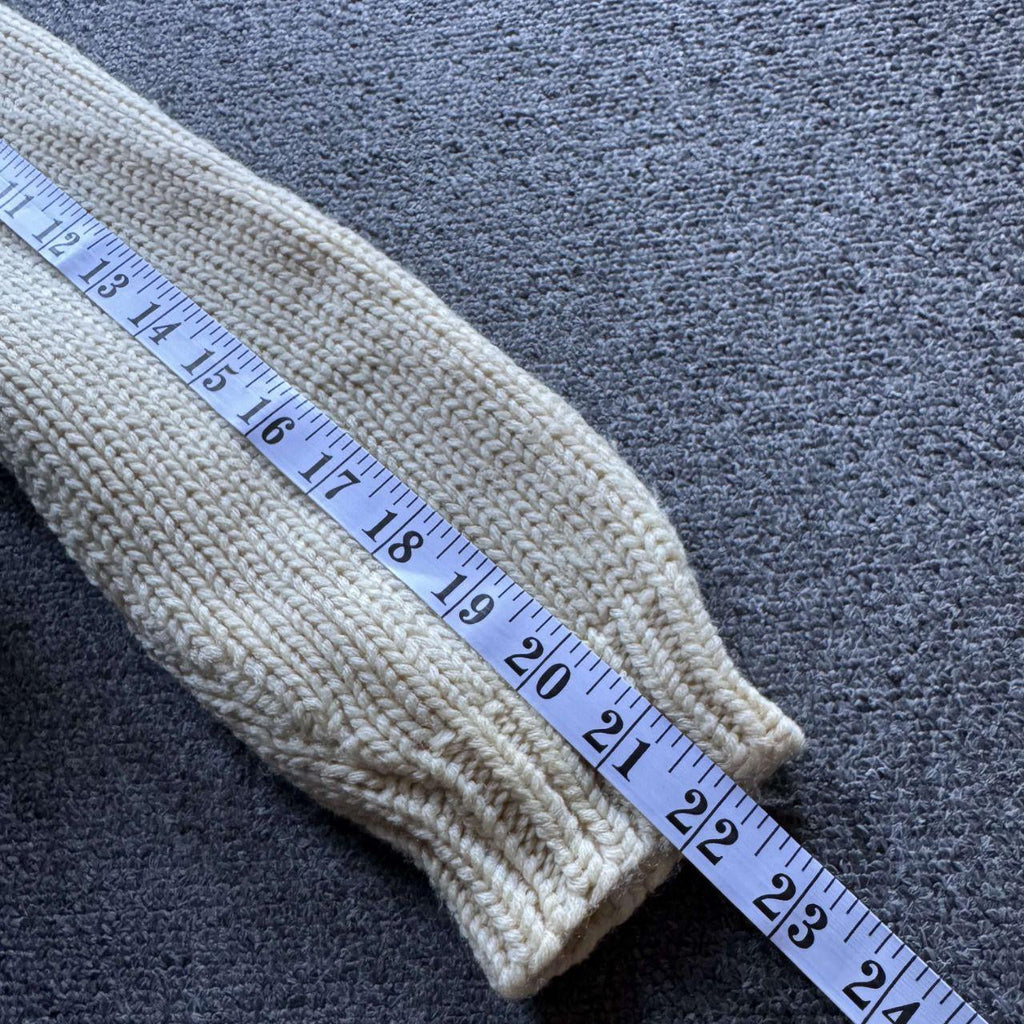 Vintage Lord Jeff Cream Chunky Cable Knit Sweater XL - 100% Virgin Wool Made in USA