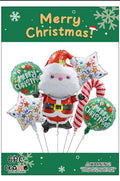 6PCS Christmas Foil Balloon Set – Santa Claus, Christmas Tree & Candy Cane Balloons, Xmas Party Decorations & Gift Decor