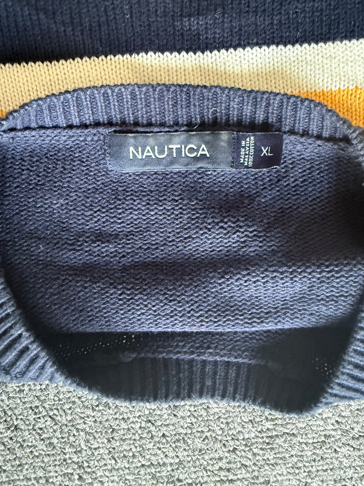 Vintage Nautica Navy and Yellow Sweatshirt XL
