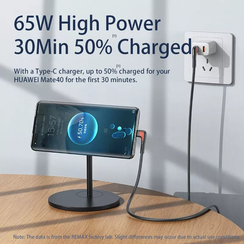 90 Degree Elbow Type C USB C Fast Charger Cable Data Sync Cord For Samsung Phone