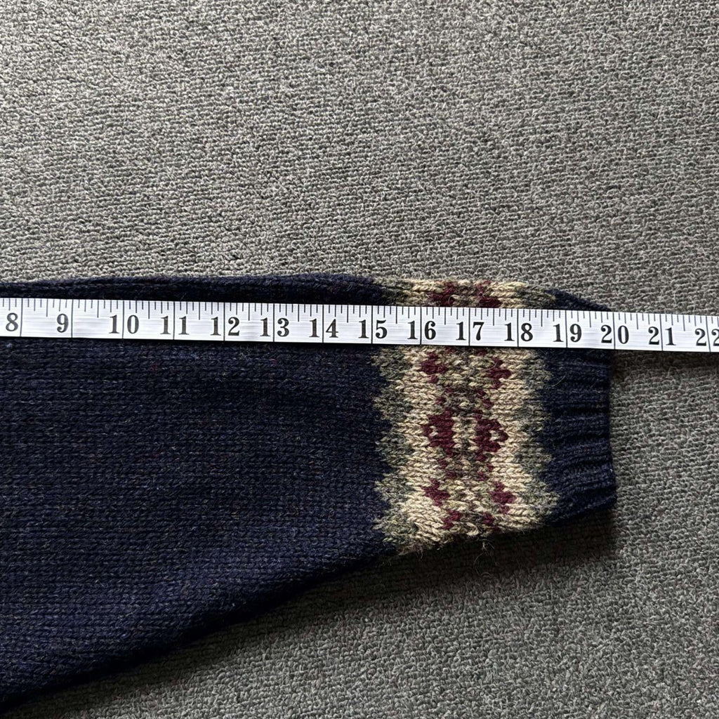 Vintage Navy Blue Fair Isle Turtleneck Sweater - L