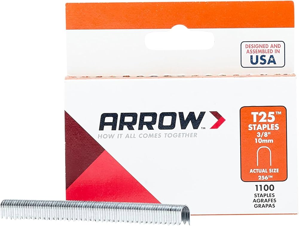 Arrow T25 3/8" (10mm) Round Crown Staples – 1000 Pack | Heavy-Duty Galvanised Steel for Low Voltage Cable Applications – ART25/38