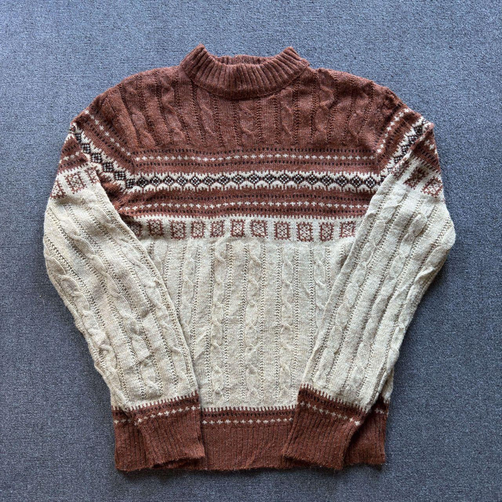 Vintage Jantzen Women's Fair Isle Cable Knit Jumper - Medium