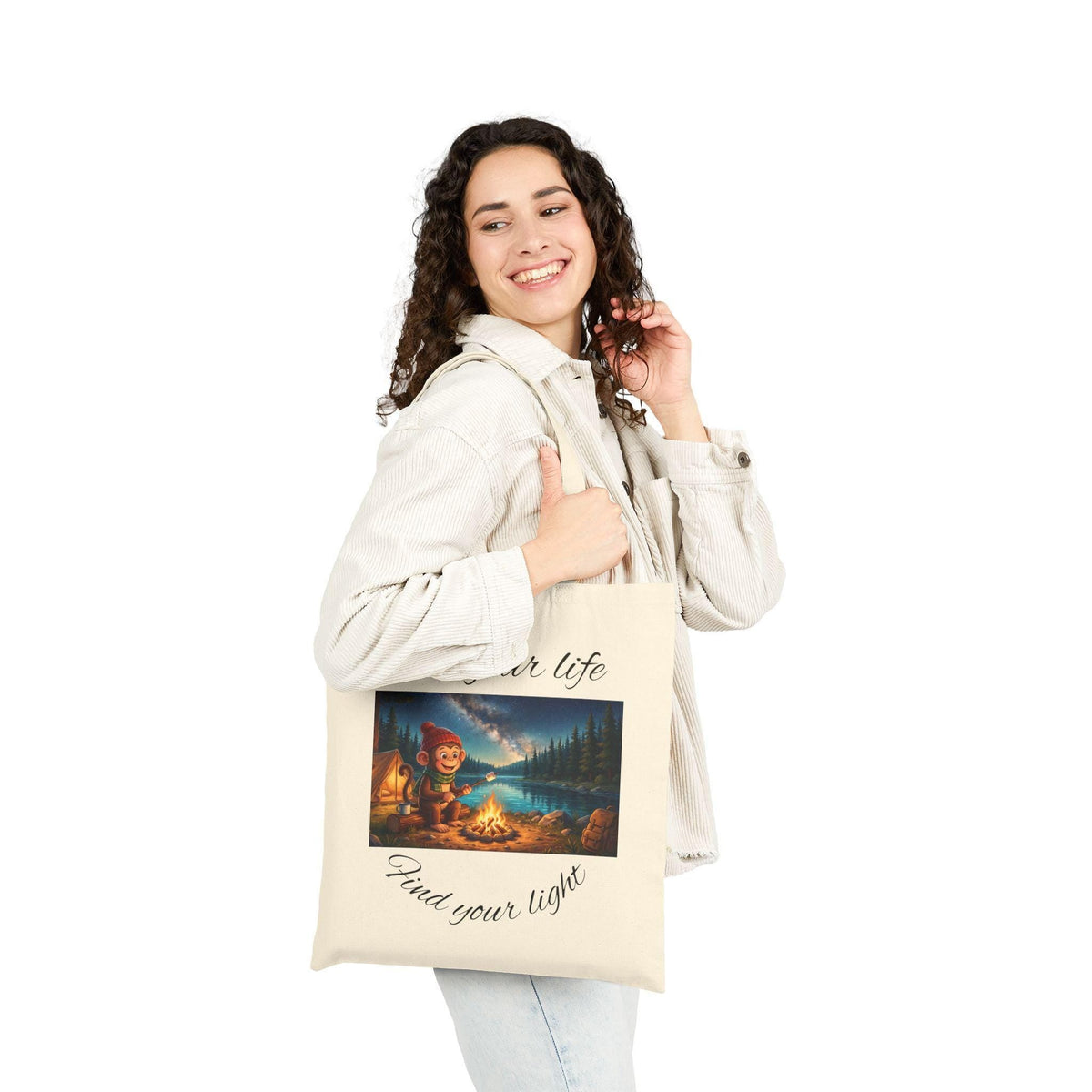 Canvas Tote Bag, Monkey Bag, Camping, Cotton Canvas Bag, Best Friend Gift, Auntie Gift