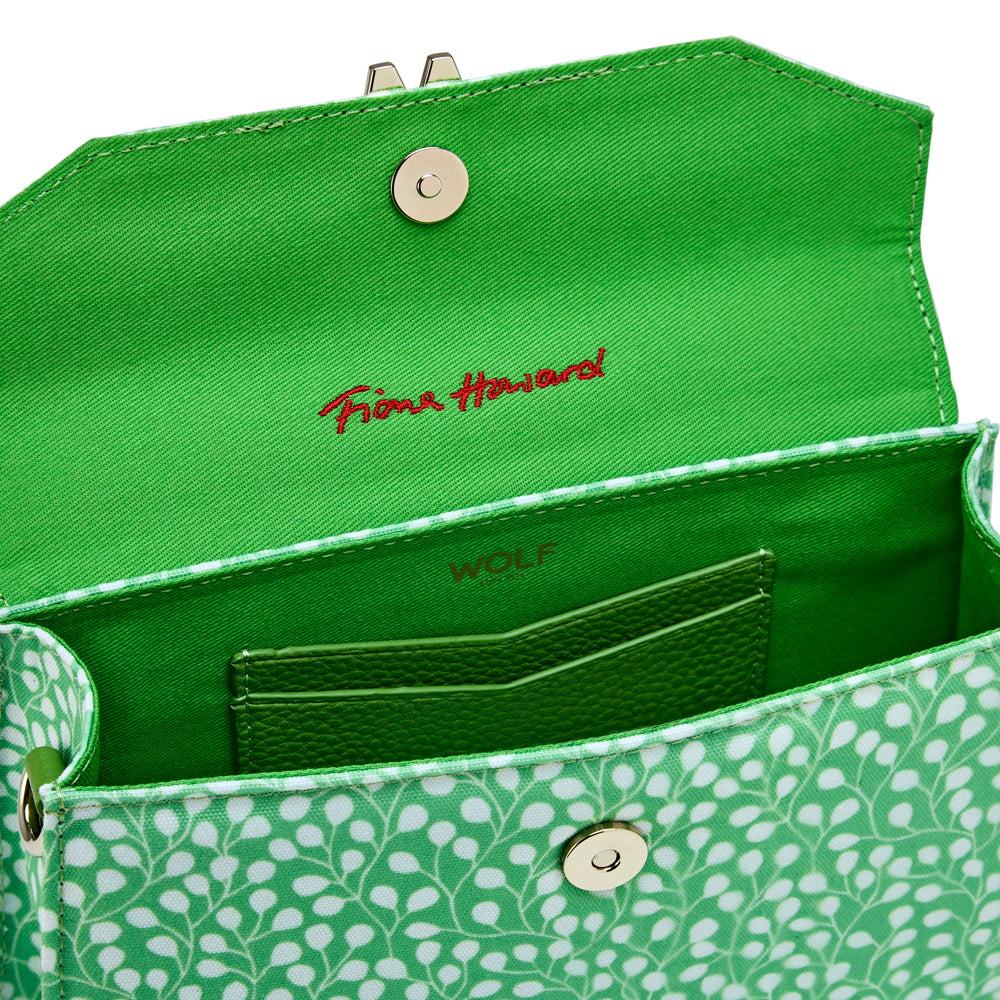 Wolf Evie Collection Large Bag with Green Leaves Print