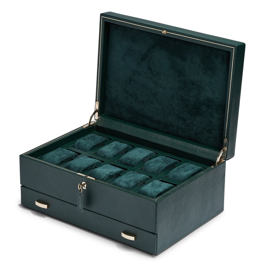 Wolf British Racing Green 10P W Draw Watch Box