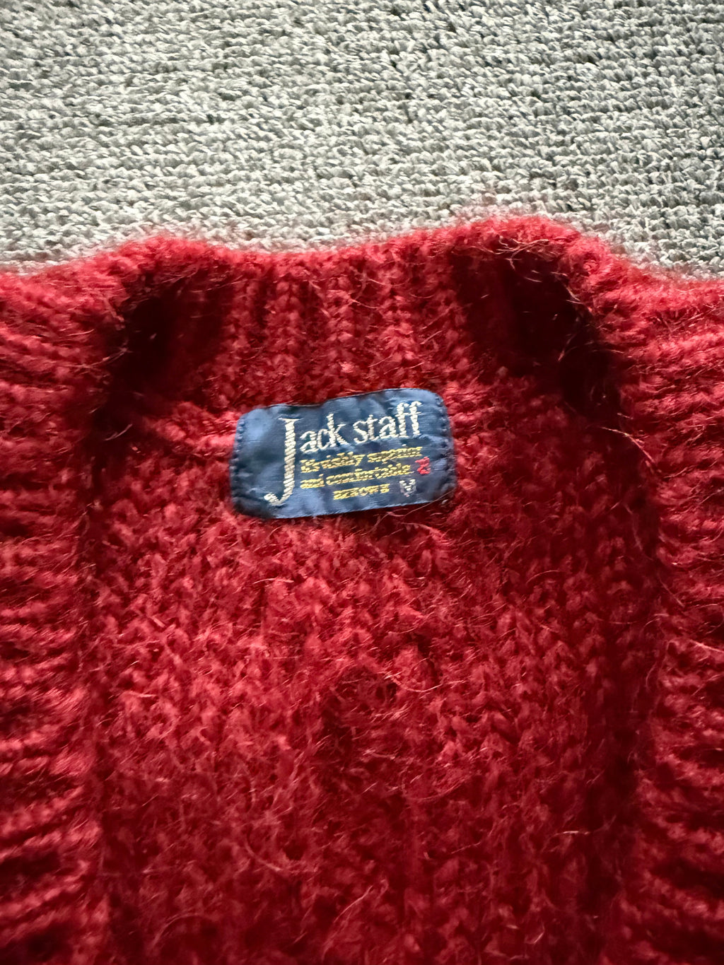 Red Vintage Cable Knit Sweater