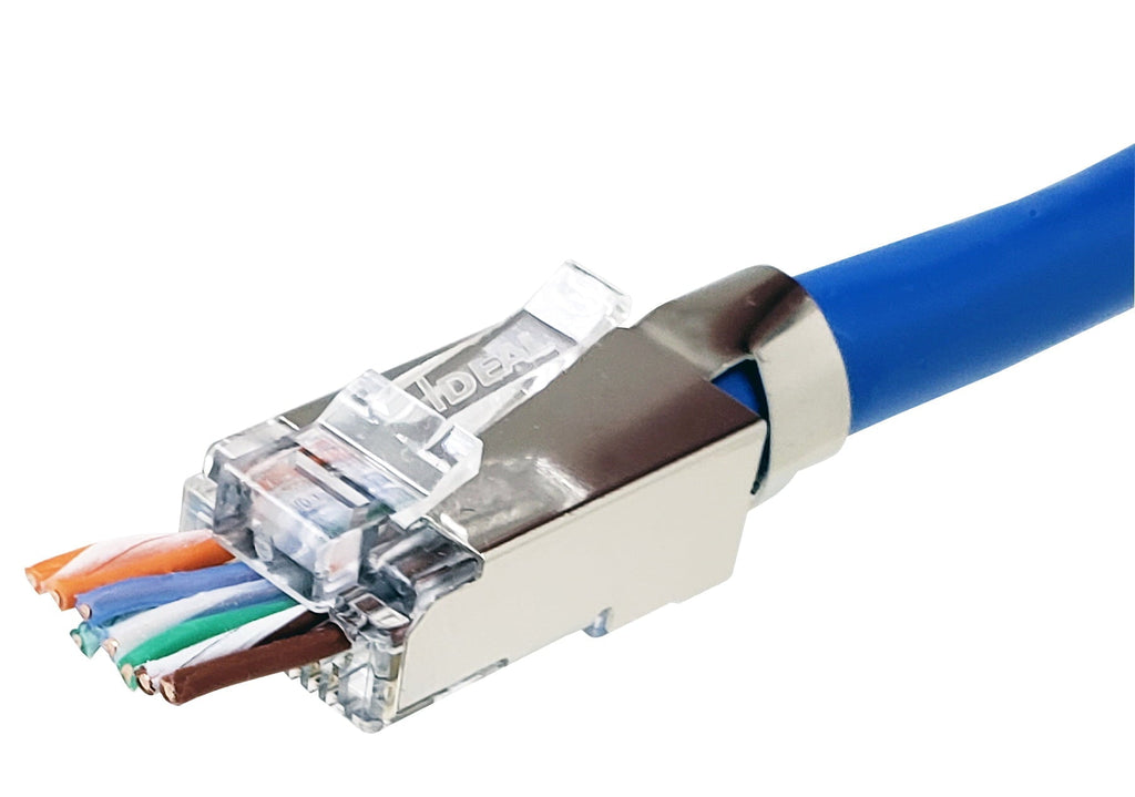 IDEAL Shielded Feed-Thru CAT6A/6/5e Modular Plugs – Large Diameter RJ-45 Connectors for 22–24 AWG, 0.040"–0.048" Conductors – Compatible with FT-45™ Crimp Tool