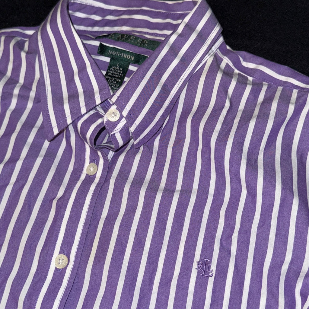 Ralph Lauren Womens Purple And White Striped Shirt