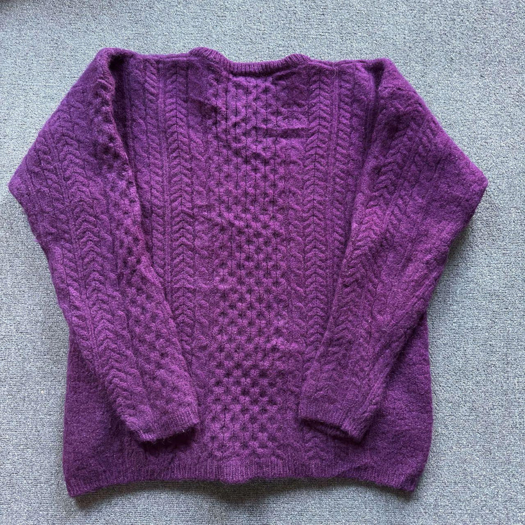 Vintage Karuba Street Purple Cable Knit Sweater - Women's M