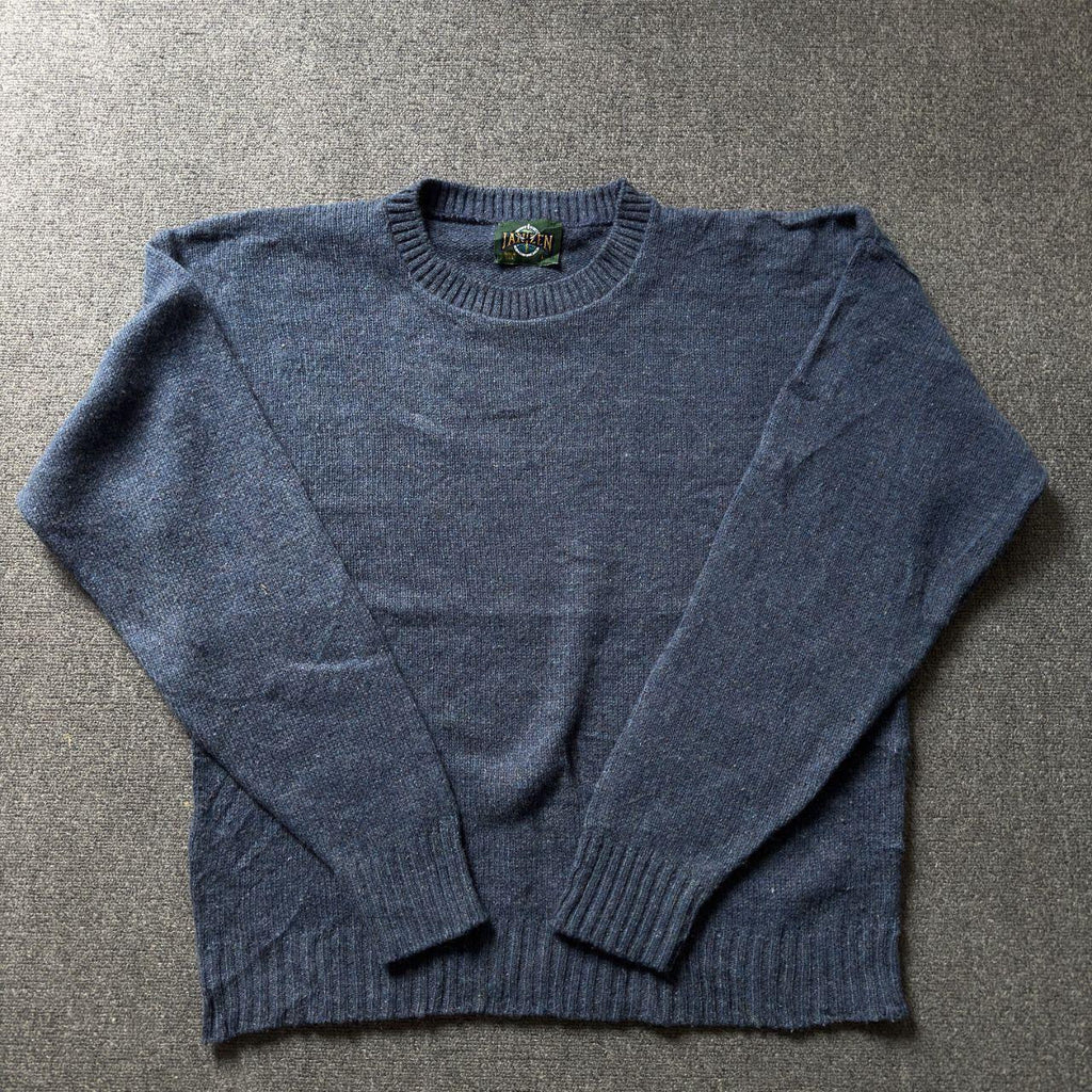 Vintage Jantzen Blue Wool Crewneck Sweater - Large (Made in USA)