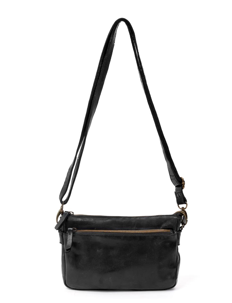 LOXTON MULTICOMPARTMENT LEATHER XBODY BAG- A-0017-BLK- NEW IN