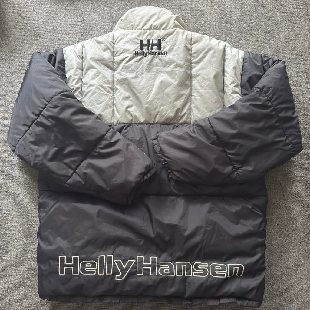 Helly Hansen Colorblock Puffer Jacket - Black & Silver (Size L)