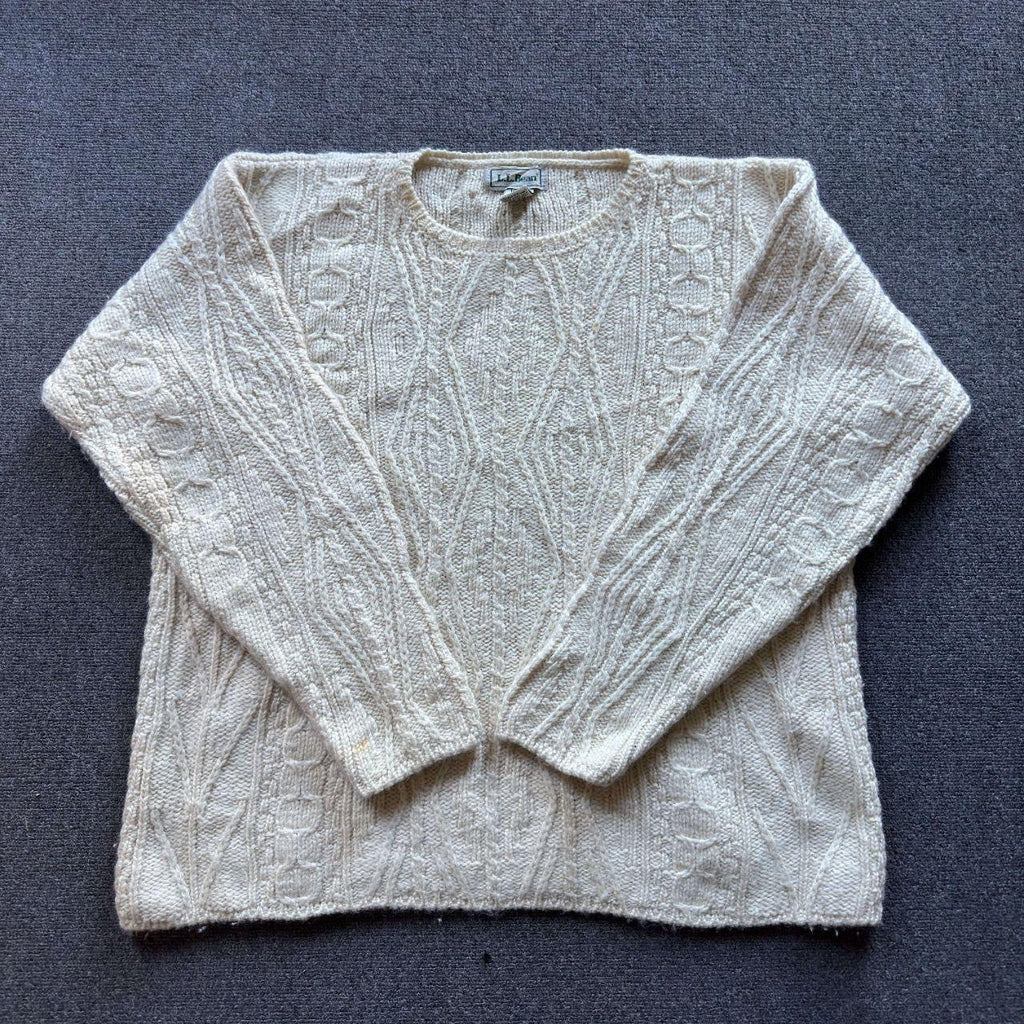 LL Bean Frisherman cream wool sweater Medium