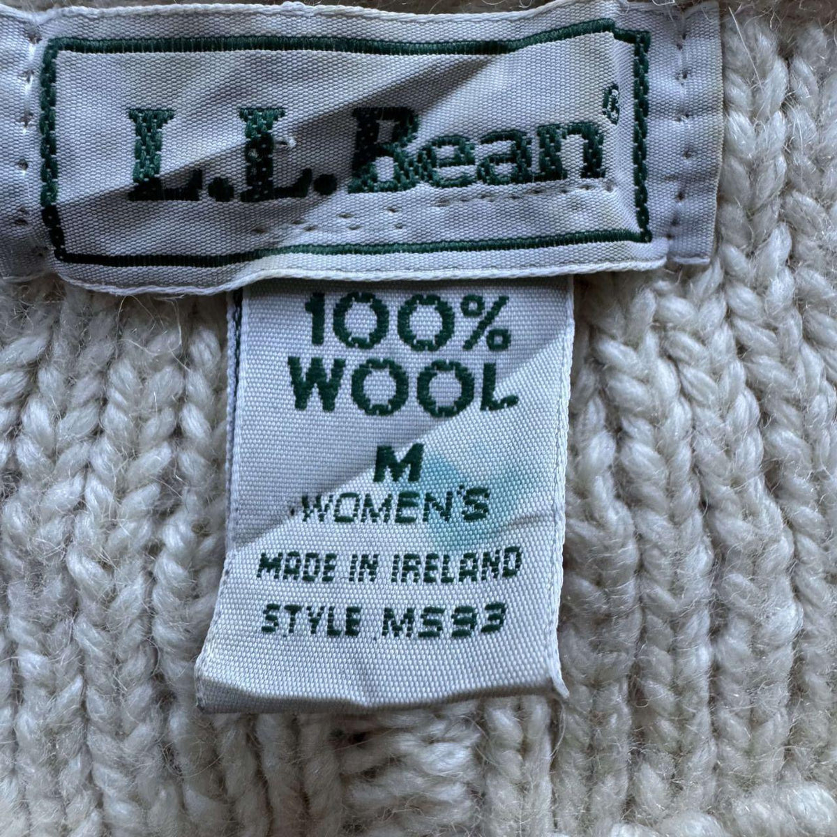 LL Bean Frisherman cream wool sweater Medium