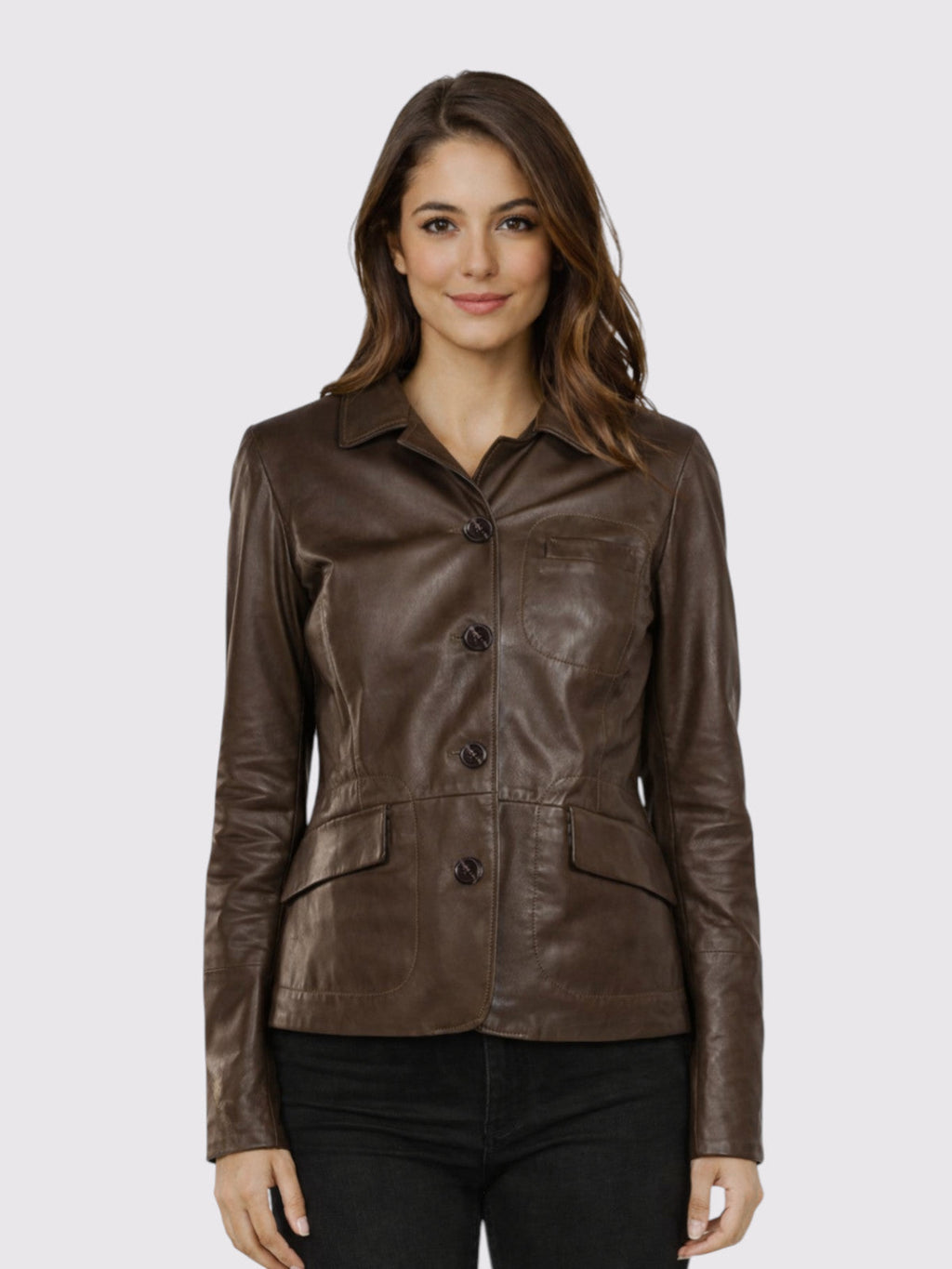 Aveline Women's Brown Leather Blazer