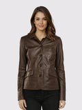 Aveline Women's Brown Leather Blazer