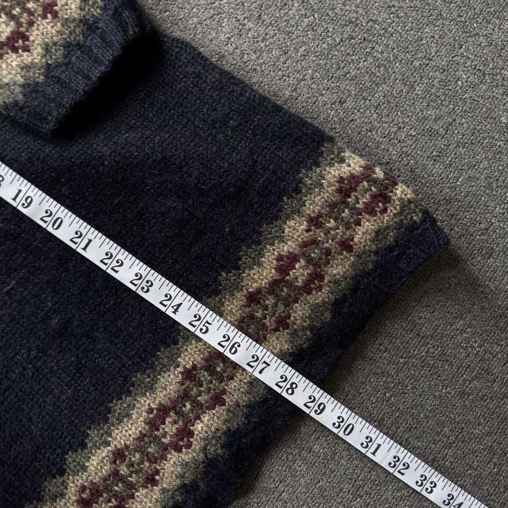 Vintage Navy Blue Fair Isle Turtleneck Sweater - L