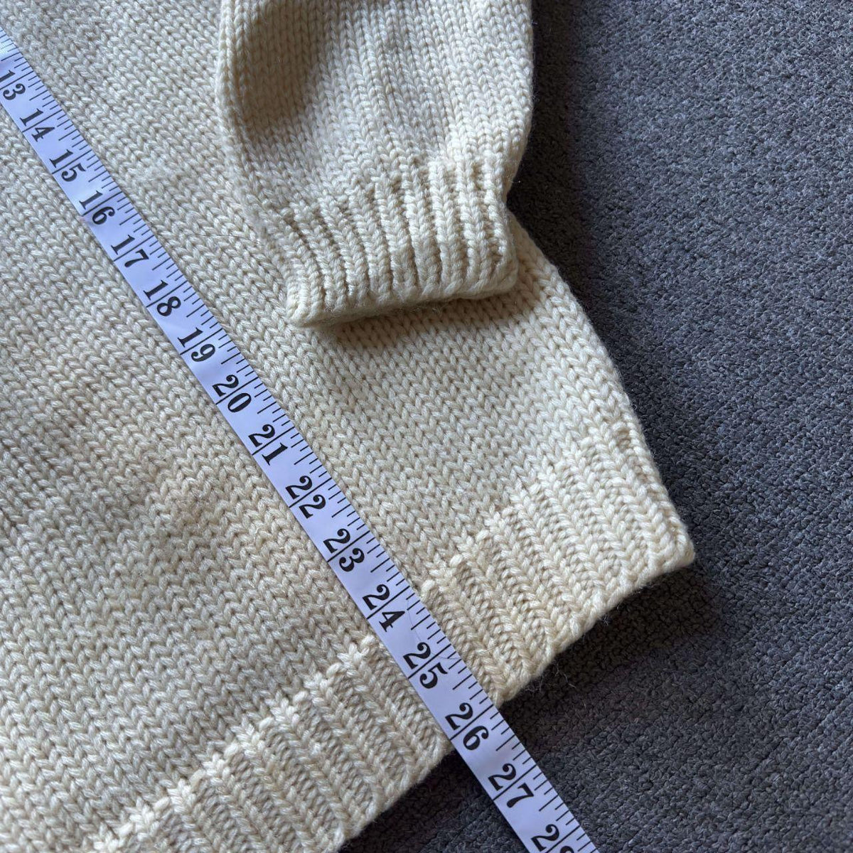 Vintage Lord Jeff Cream Chunky Cable Knit Sweater XL - 100% Virgin Wool Made in USA