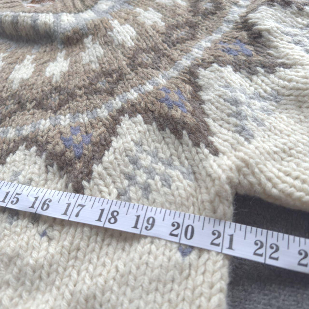 Vintage Rare Icelandic Lopapeysa Cream Wool Sweater Size M